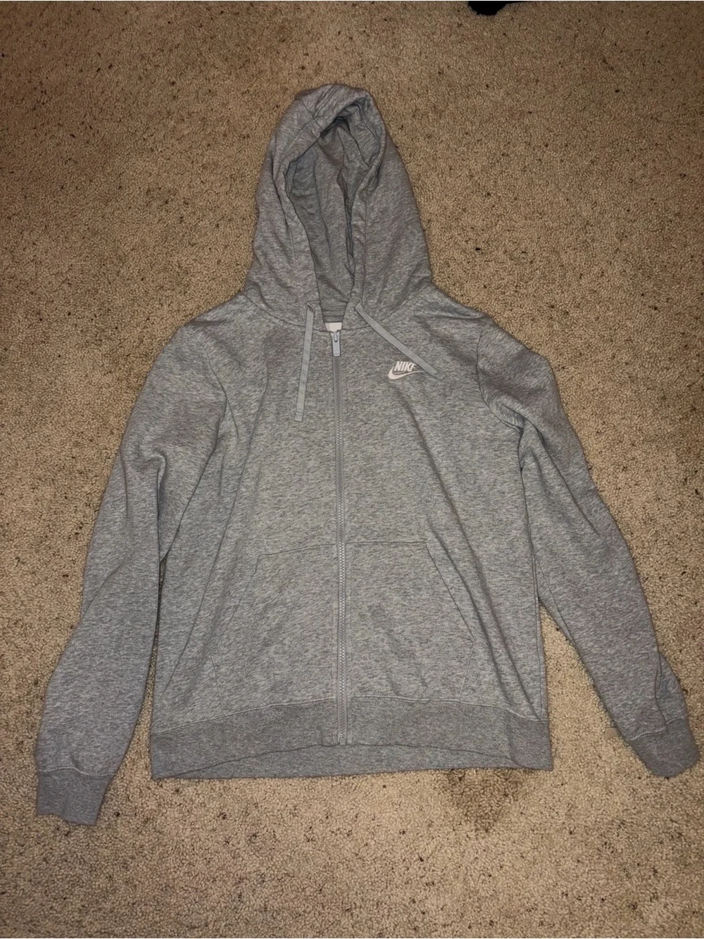 Nike Women’s Light Gray Full-Zip Hoodie Sweatshirt